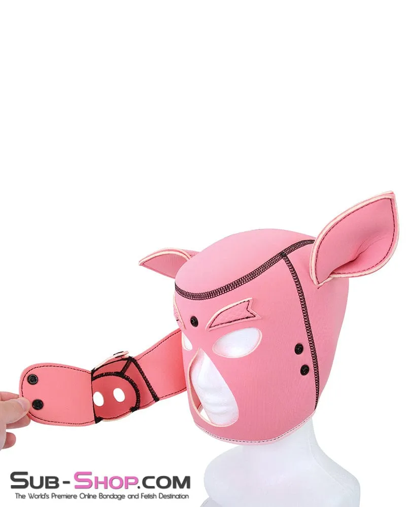 7784M-SIS      Serve Me Pig Sissy Bondage Hood with Snap Off Nose