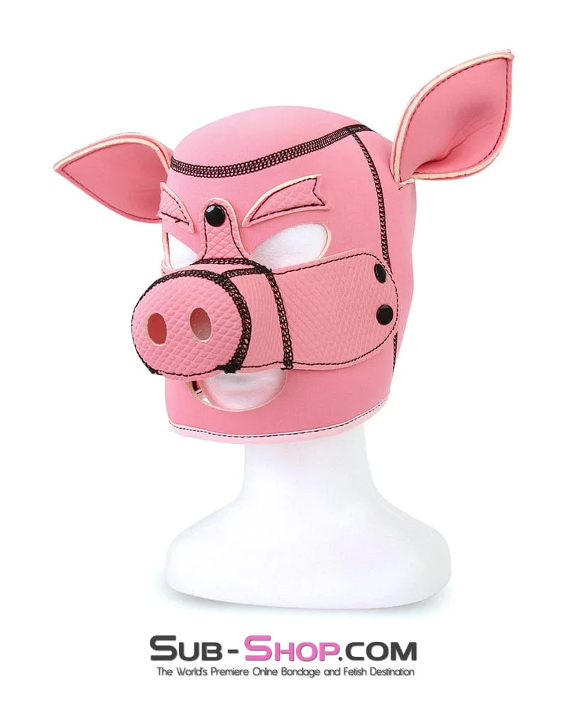 7784M-SIS      Serve Me Pig Sissy Bondage Hood with Snap Off Nose