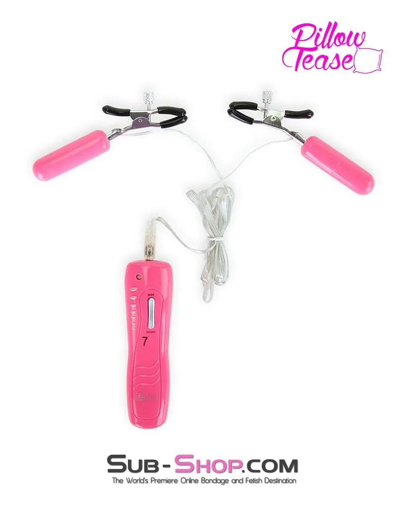 7807M      7 Function Vibrating Pink Nipple Clamps Set - MEGA Deal