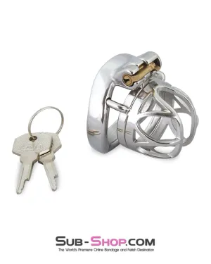 7829M  The Brig Small Steel Cock Cage Chastity with Medium Cock Ring