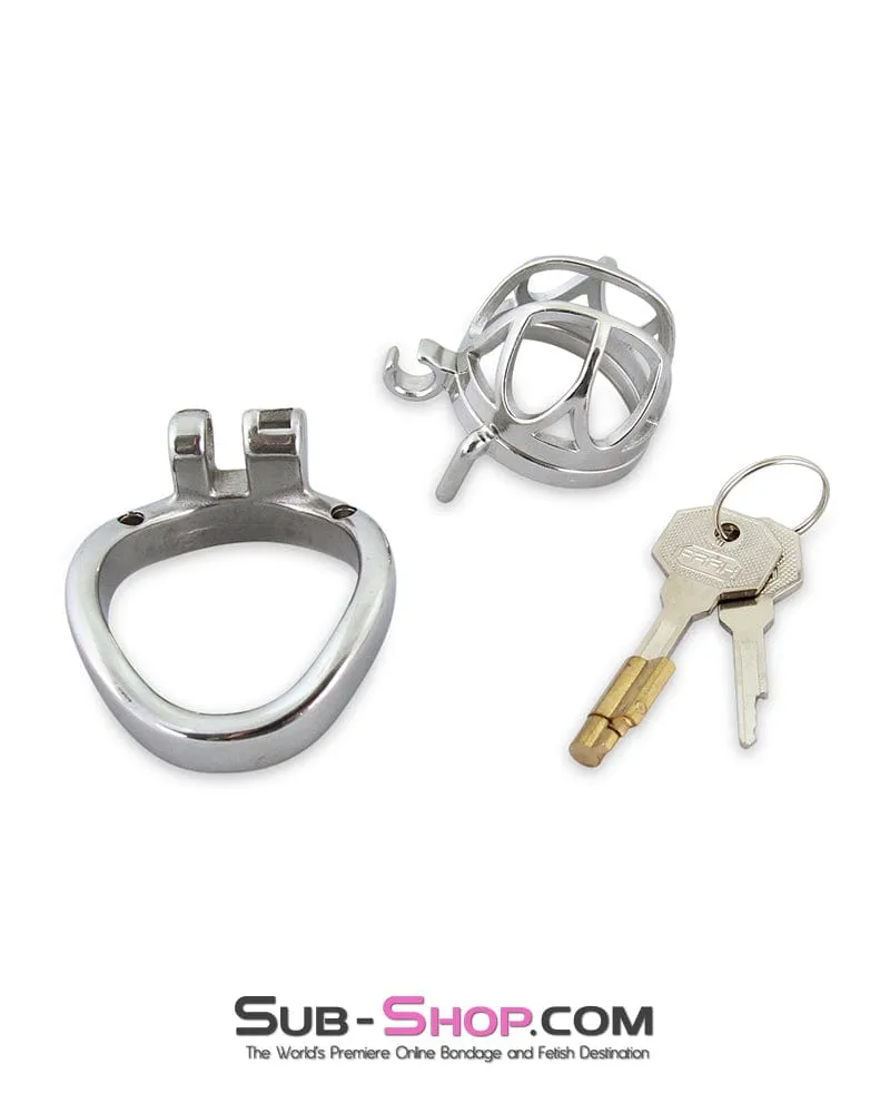 7829M  The Brig Small Steel Cock Cage Chastity with Medium Cock Ring