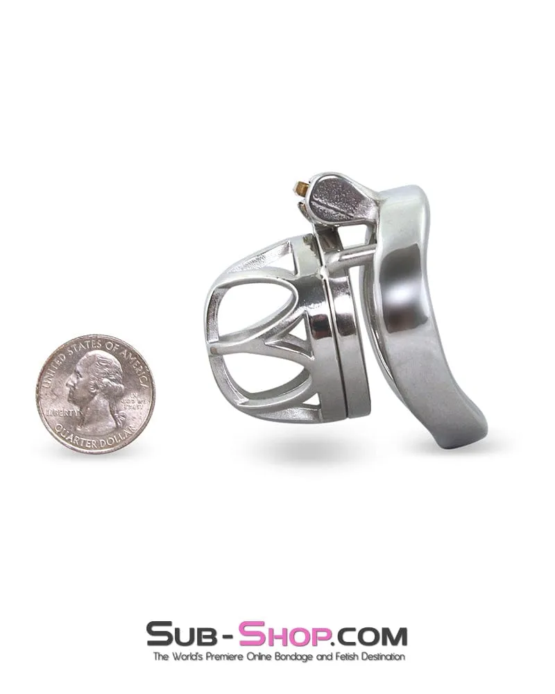 7829M  The Brig Small Steel Cock Cage Chastity with Medium Cock Ring