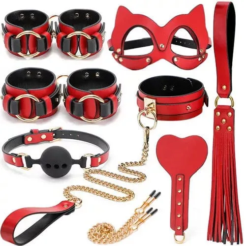 7874DL      Luxe 9 PC Naughty Kitten Bondage Fantasy Kit with Case