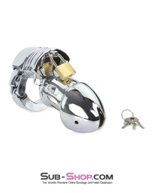 7889M-SIS      Locked Away Steel Sissy Chastity With 3 Length Spacers and 5 Cock Cuff Size Positions