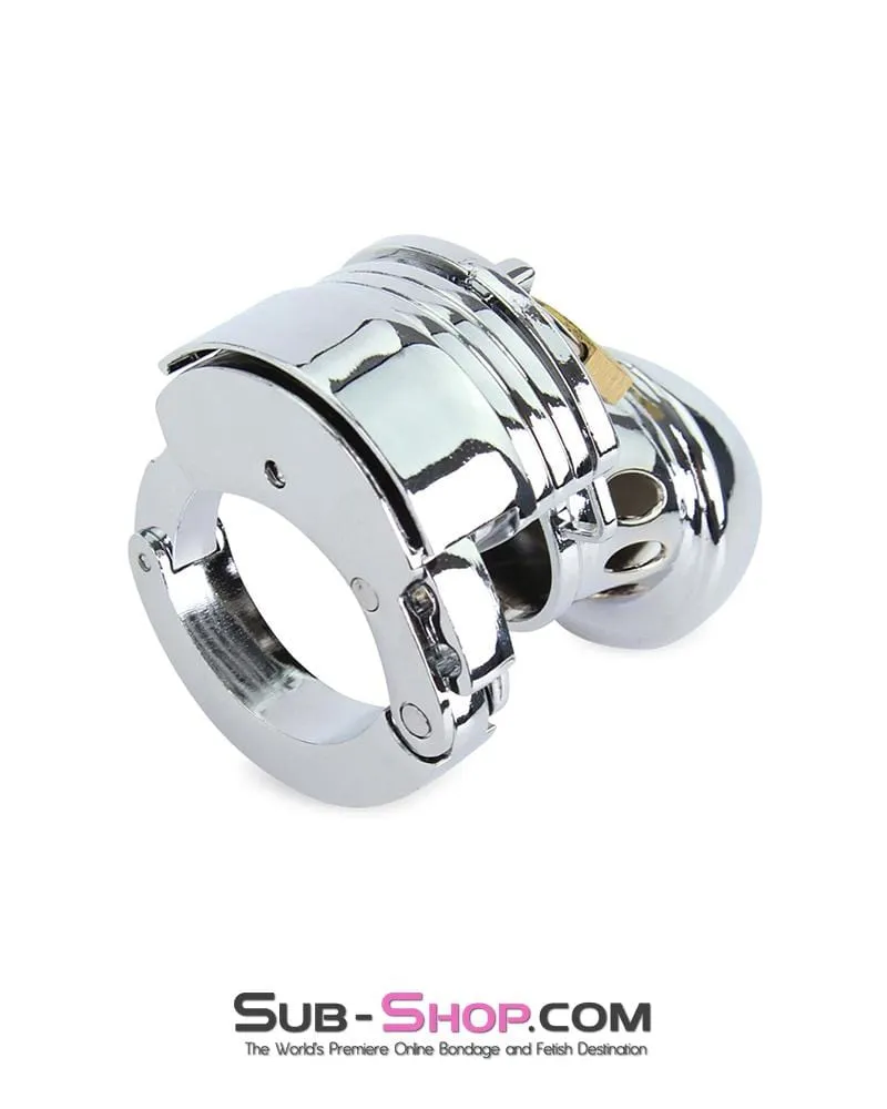 7889M-SIS      Locked Away Steel Sissy Chastity With 3 Length Spacers and 5 Cock Cuff Size Positions