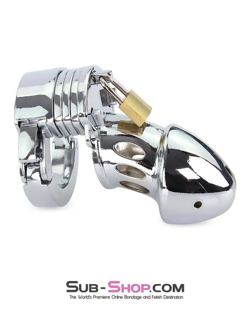 7889M-SIS      Locked Away Steel Sissy Chastity With 3 Length Spacers and 5 Cock Cuff Size Positions