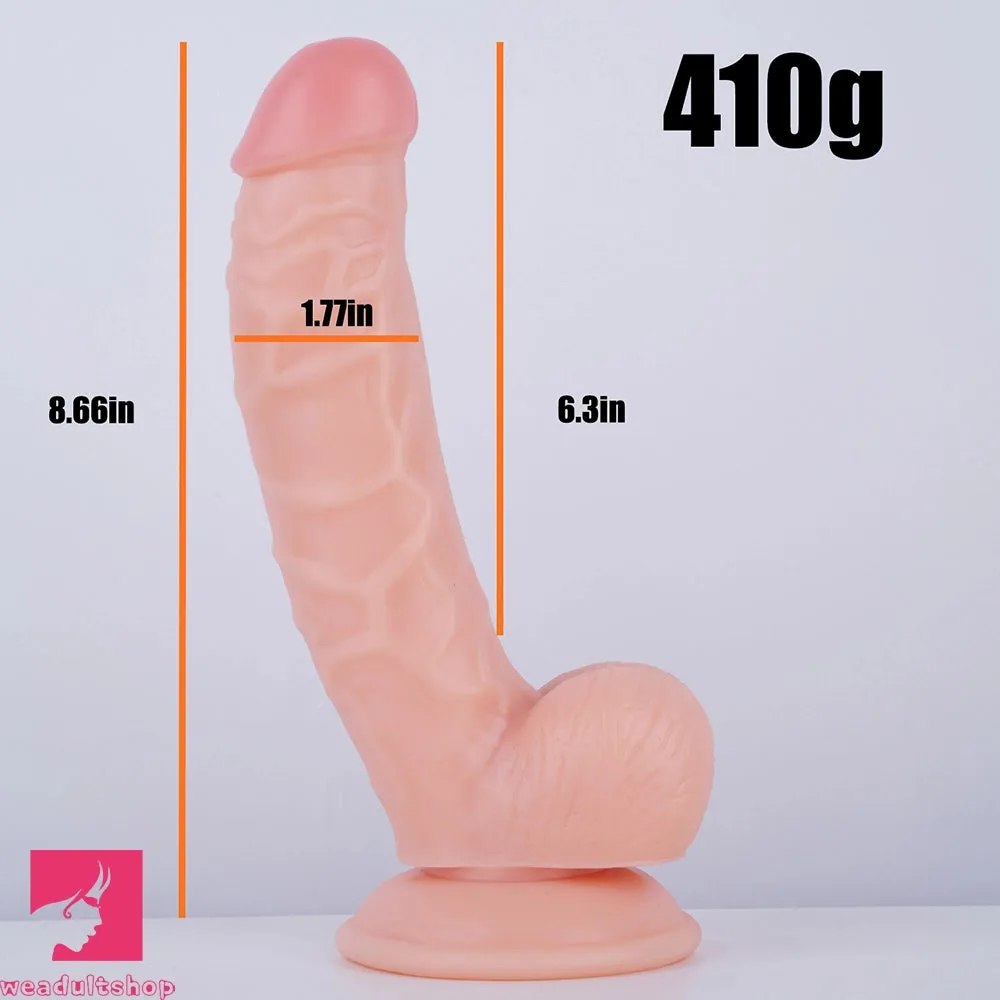 8.66in Curved Lifelike Feeling Dildo For Beginner Anus Expander Girls 18 