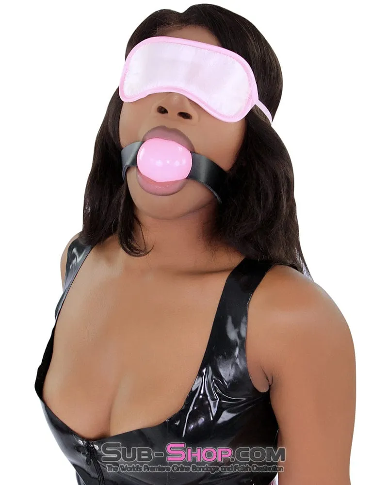 8923DL-SIS      Sissy Bondage Female Domination Basic Accessory Pink Satin Blindfold