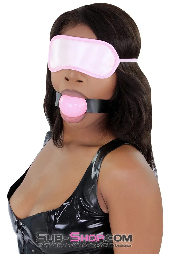8923DL-SIS      Sissy Bondage Female Domination Basic Accessory Pink Satin Blindfold