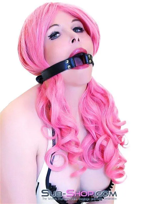 8958DL-SIS      Sissy Mistress Slave Bondage Basics Leatherette Open Mouth Ring Gag