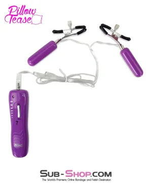9007M-SIS      Prissy Sissy Accessory 7 Sissy Mistress Function Vibrating Purple Nipple Clamps Set