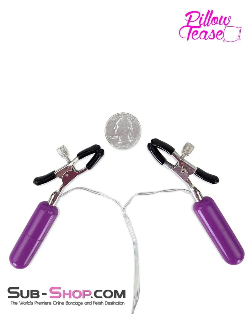 9007M-SIS      Prissy Sissy Accessory 7 Sissy Mistress Function Vibrating Purple Nipple Clamps Set
