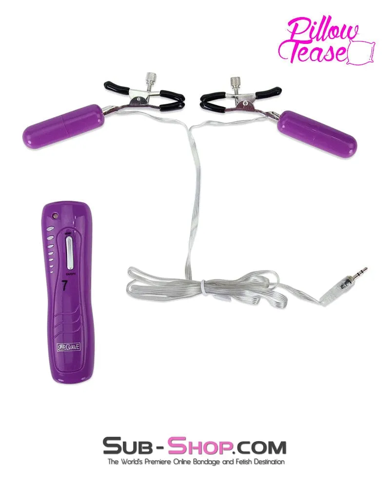 9007M-SIS      Prissy Sissy Accessory 7 Sissy Mistress Function Vibrating Purple Nipple Clamps Set