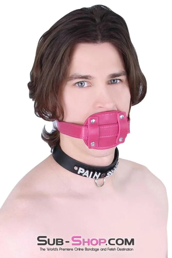 9053DL-SIS      Sissy Slave Bondage Locking Rubber Sex Kinky Mistress Bomb Pink Penis Gag