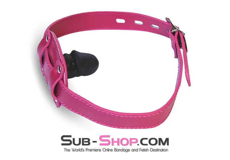 9053DL-SIS      Sissy Slave Bondage Locking Rubber Sex Kinky Mistress Bomb Pink Penis Gag