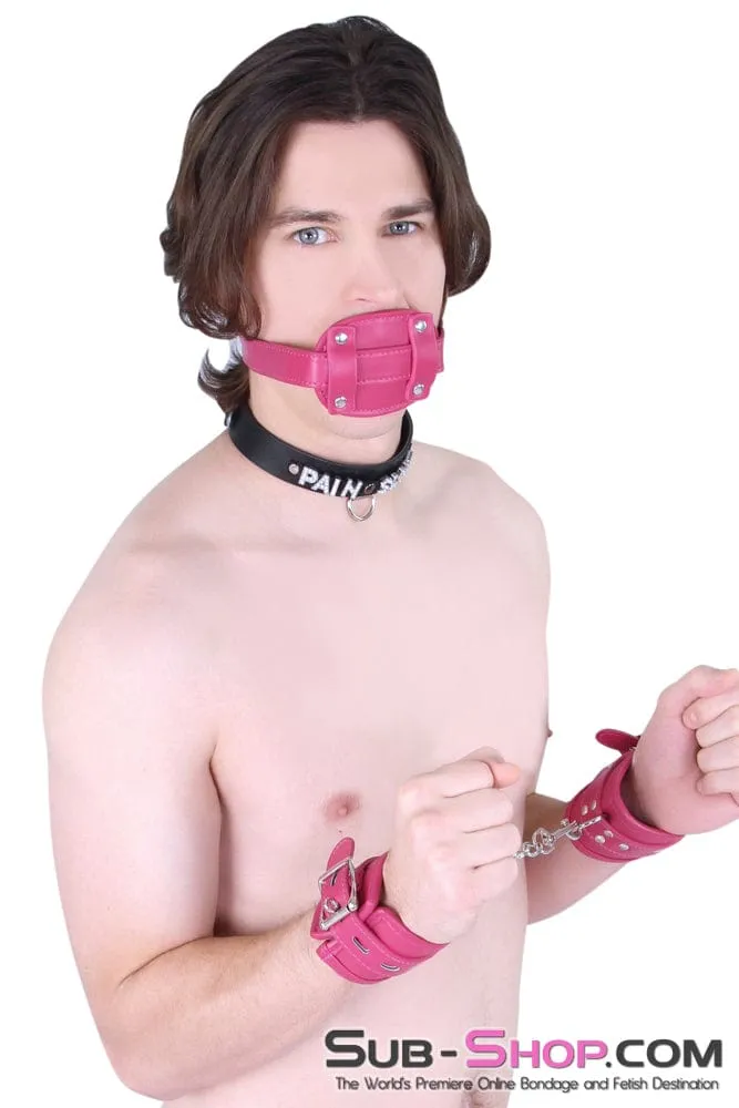 9053DL-SIS      Sissy Slave Bondage Locking Rubber Sex Kinky Mistress Bomb Pink Penis Gag