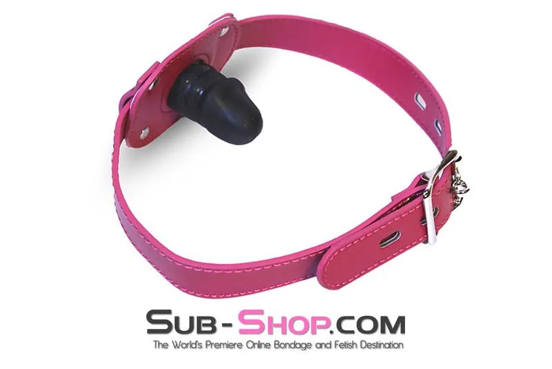 9053DL-SIS      Sissy Slave Bondage Locking Rubber Sex Kinky Mistress Bomb Pink Penis Gag