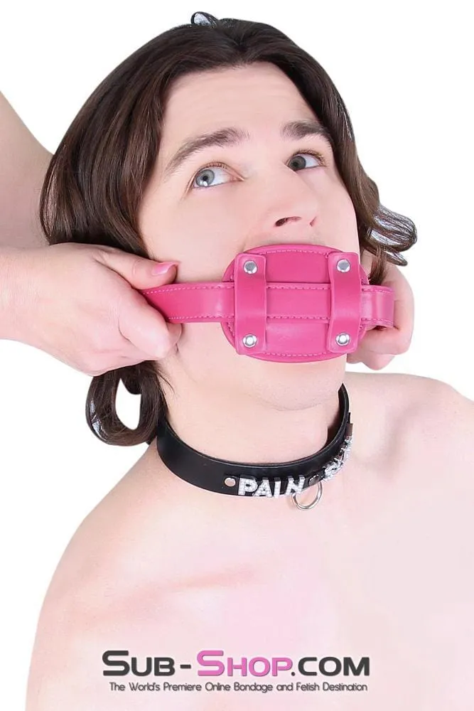 9053DL-SIS      Sissy Slave Bondage Locking Rubber Sex Kinky Mistress Bomb Pink Penis Gag