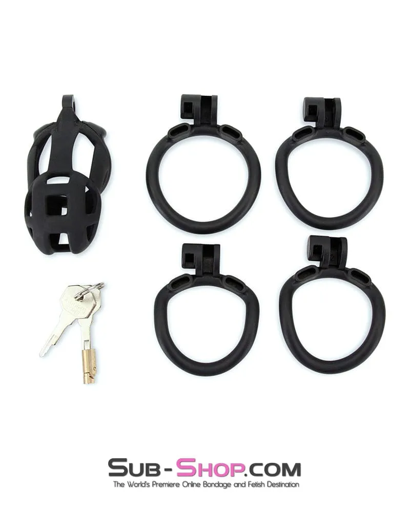 9097M      Chastity Games Locking Cock Cage. Long Length