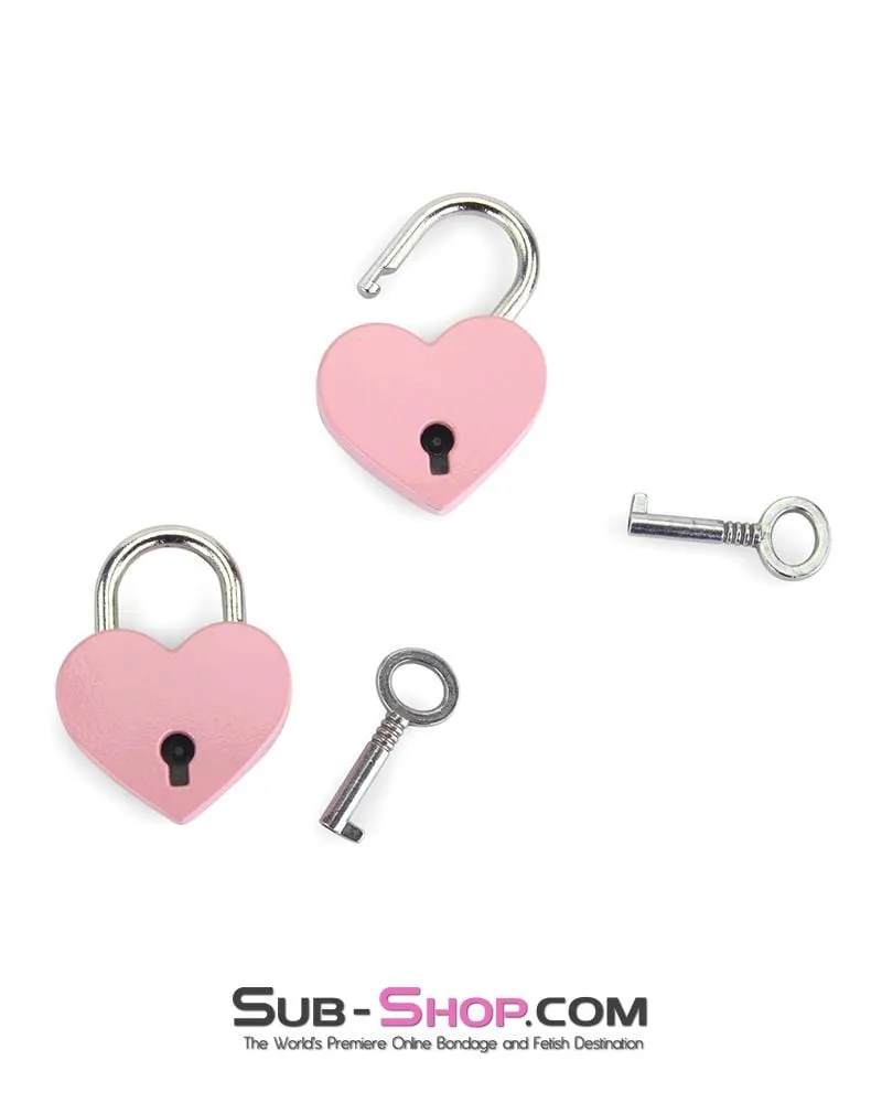 9726AE-SIS      Sissy Minx Pretty Pink Heart Bondage Sissy Training Gear Padlock