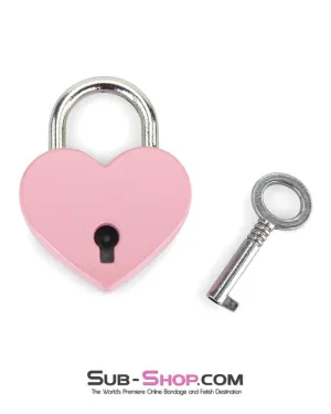 9726AE-SIS      Sissy Minx Pretty Pink Heart Bondage Sissy Training Gear Padlock