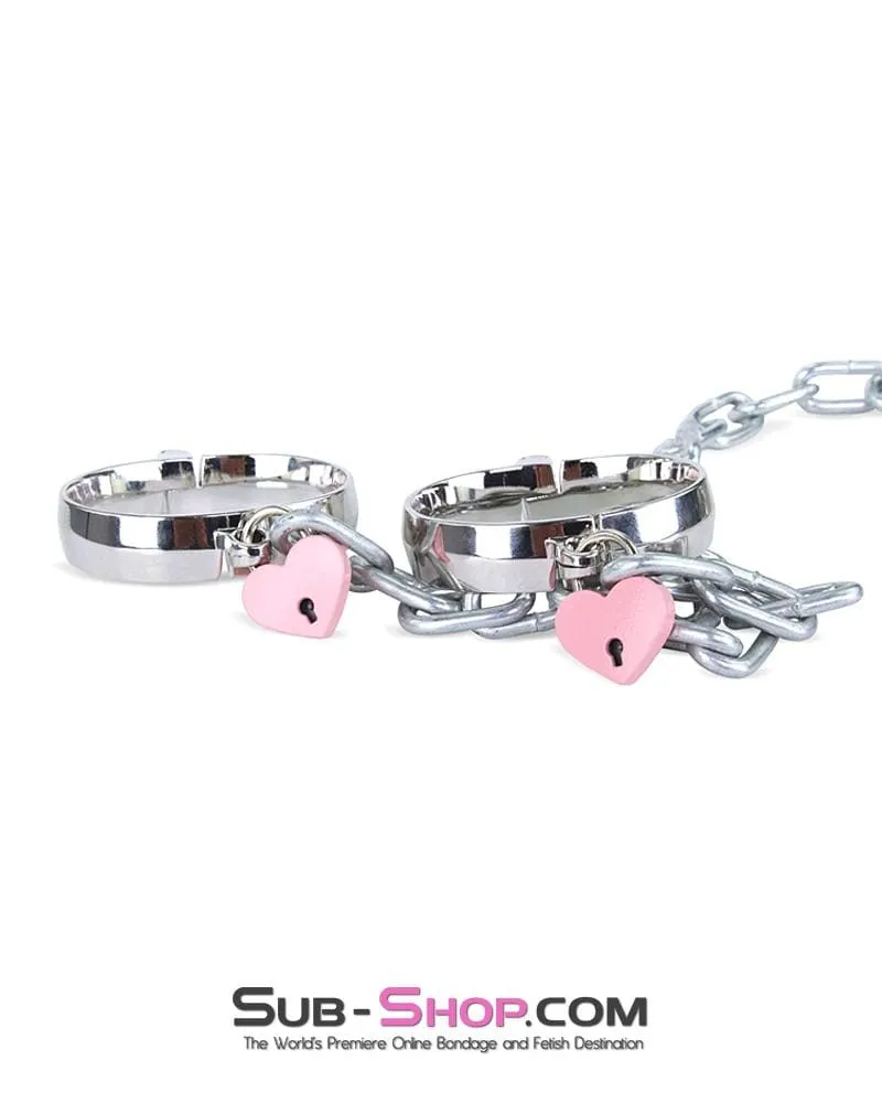 9726AE-SIS      Sissy Minx Pretty Pink Heart Bondage Sissy Training Gear Padlock