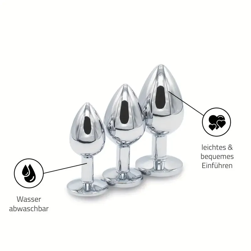 Anal Plug Set Premium 3 Sizes Metal Butt Plugs Comfortable Anal Toys