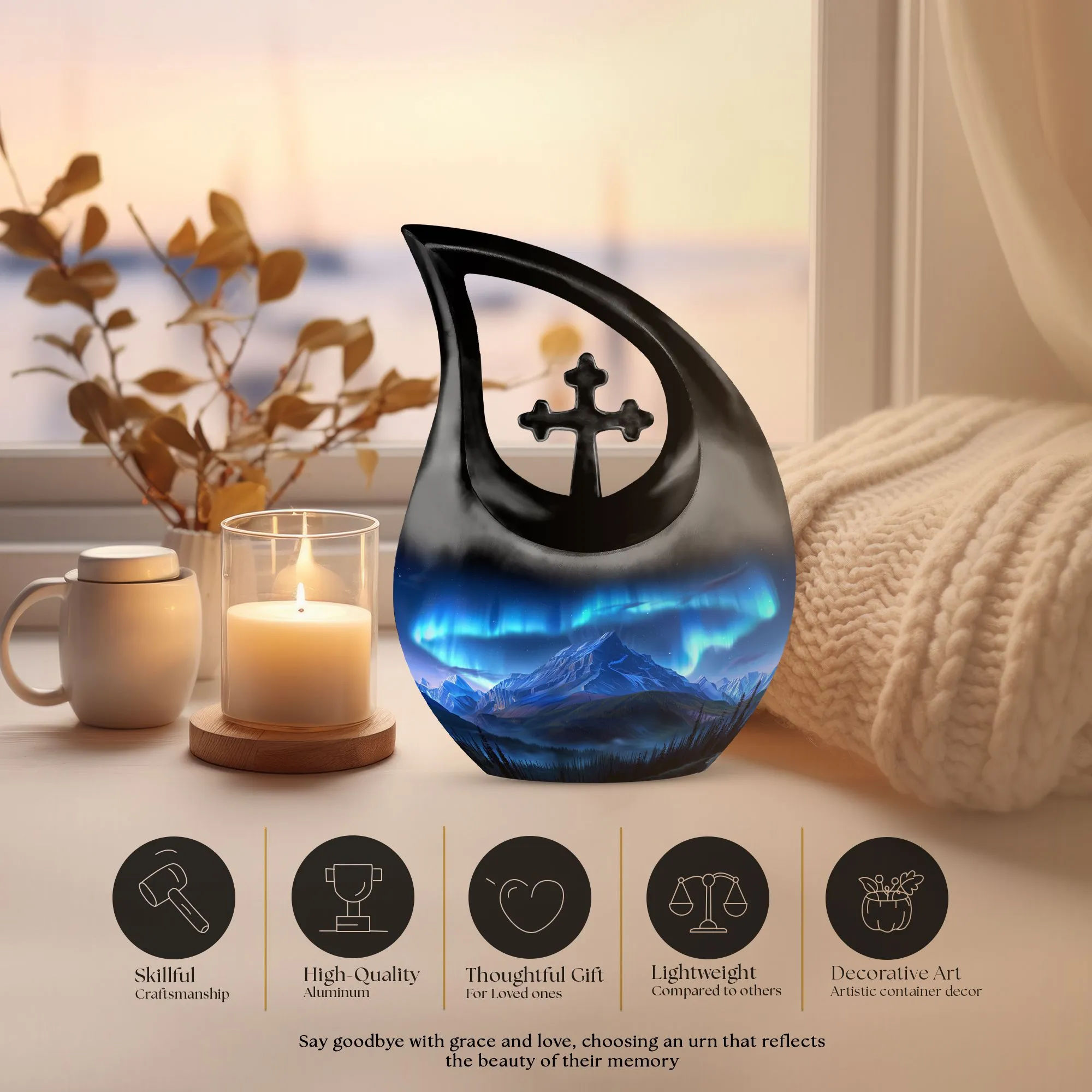 Arora Borealis Urn - Uniquely Crafted Customized Memorial Urn