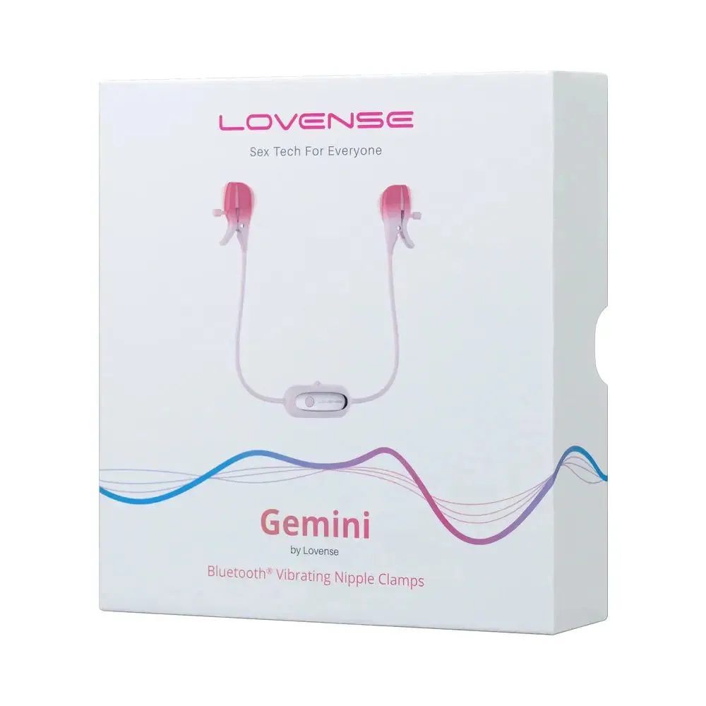 BDSM Nipple Torture Lovense Gemini Vibrating Bluetooth Nipple Clamps - Pink