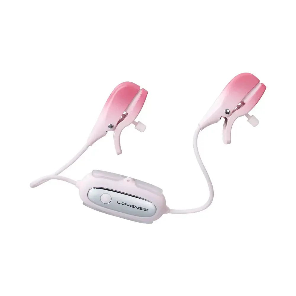 BDSM Nipple Torture Lovense Gemini Vibrating Bluetooth Nipple Clamps - Pink