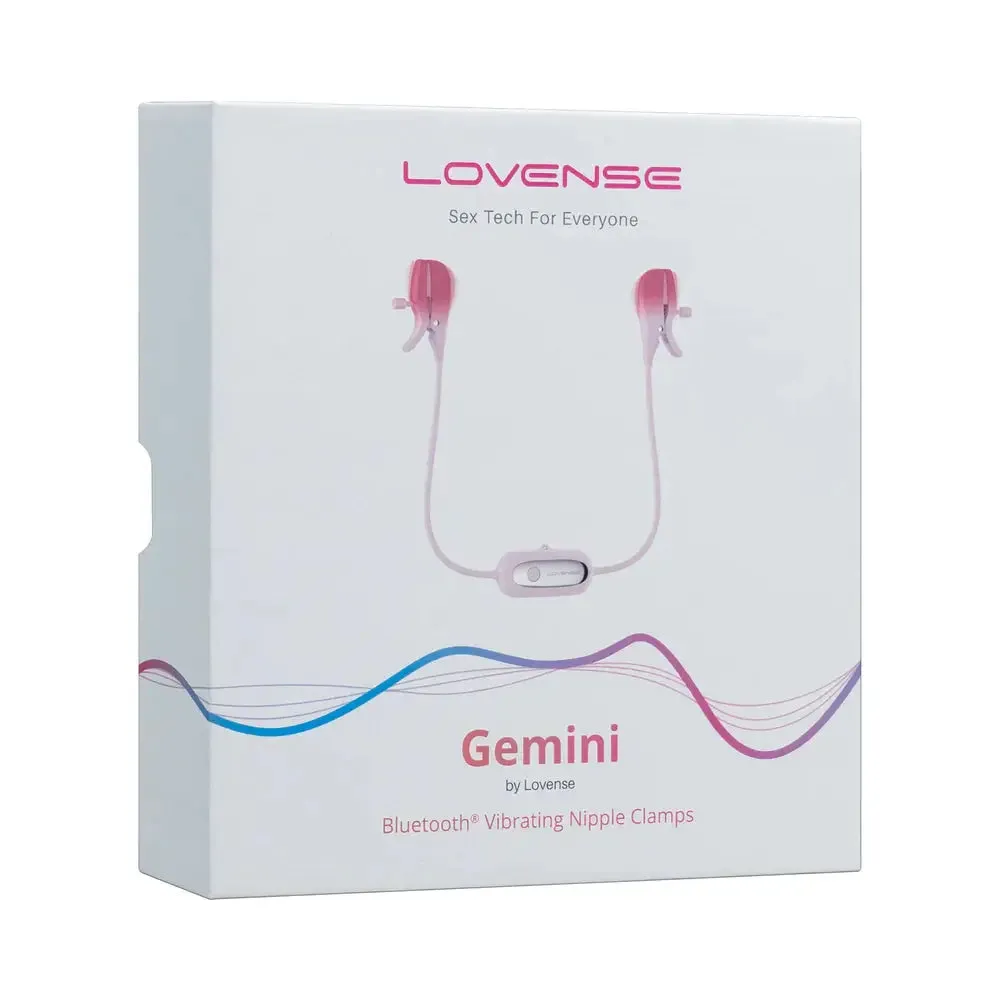 BDSM Nipple Torture Lovense Gemini Vibrating Bluetooth Nipple Clamps - Pink