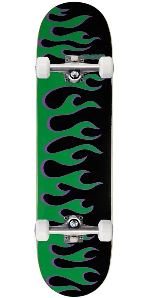 CCS Flames Skateboard Complete - Black/Green - 8.375"