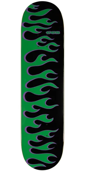 CCS Flames Skateboard Deck - Black/Green - 8.25"
