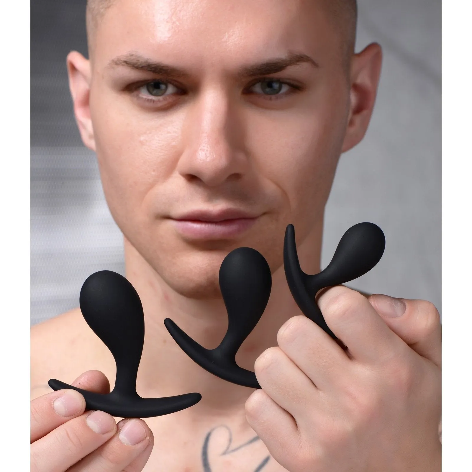 Dark Droplets 3 Piece Curved Silicone Anal Trainer Set