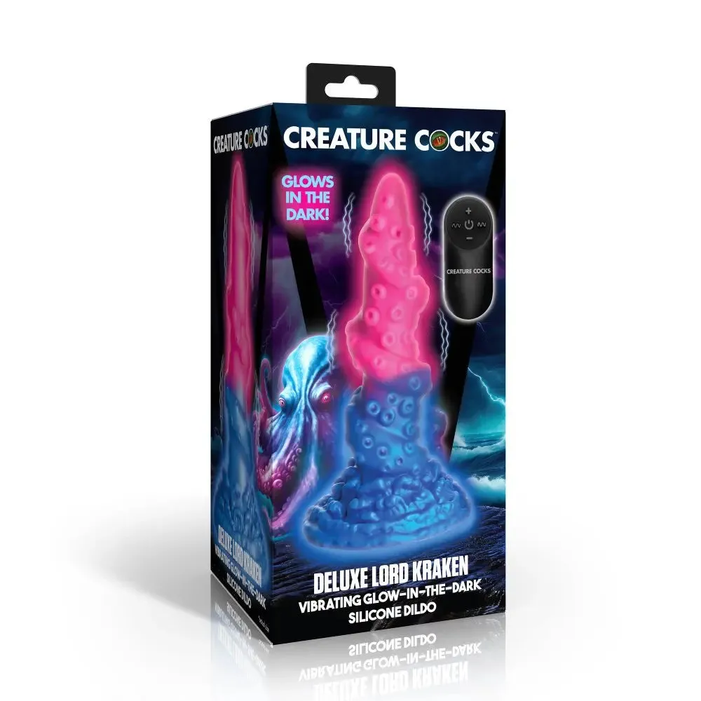 Deluxe Lord Kraken Creature Dildo Vibrating Glow-in-the-Dark Remote Control