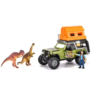 Dickie Toys Jeep Dino Camper Set - Dinosaur Transport Adventure, Green & Orange, Ages 3 