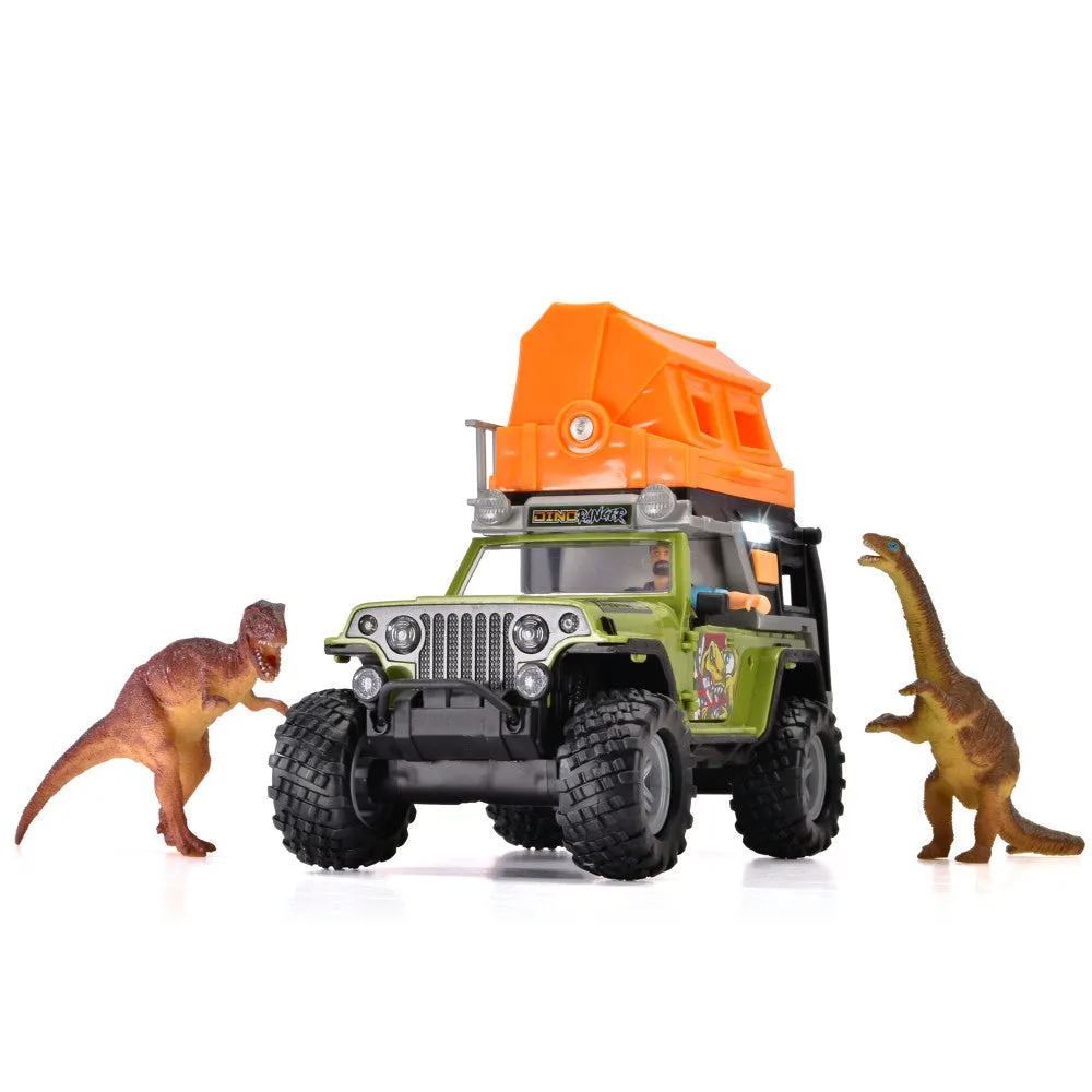 Dickie Toys Jeep Dino Camper Set - Dinosaur Transport Adventure, Green & Orange, Ages 3 