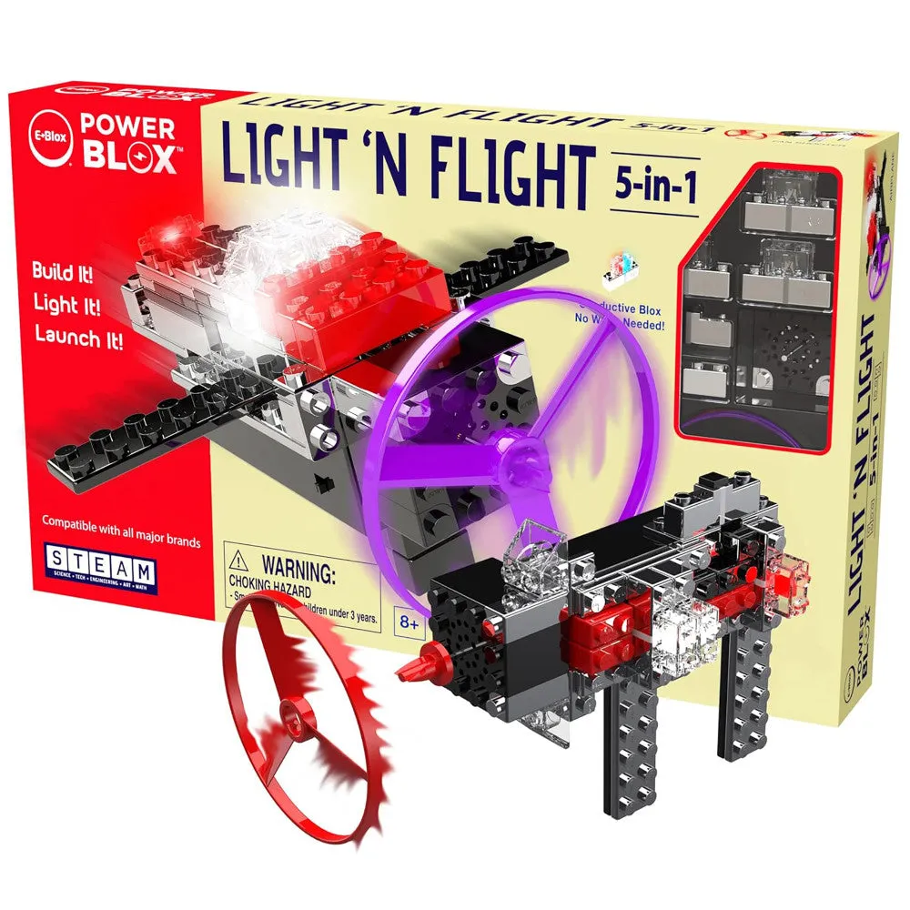 E-Blox Power Blox Light 'N Flight 5-in-1 Building Set - 58pcs, for Kids Ages 8 
