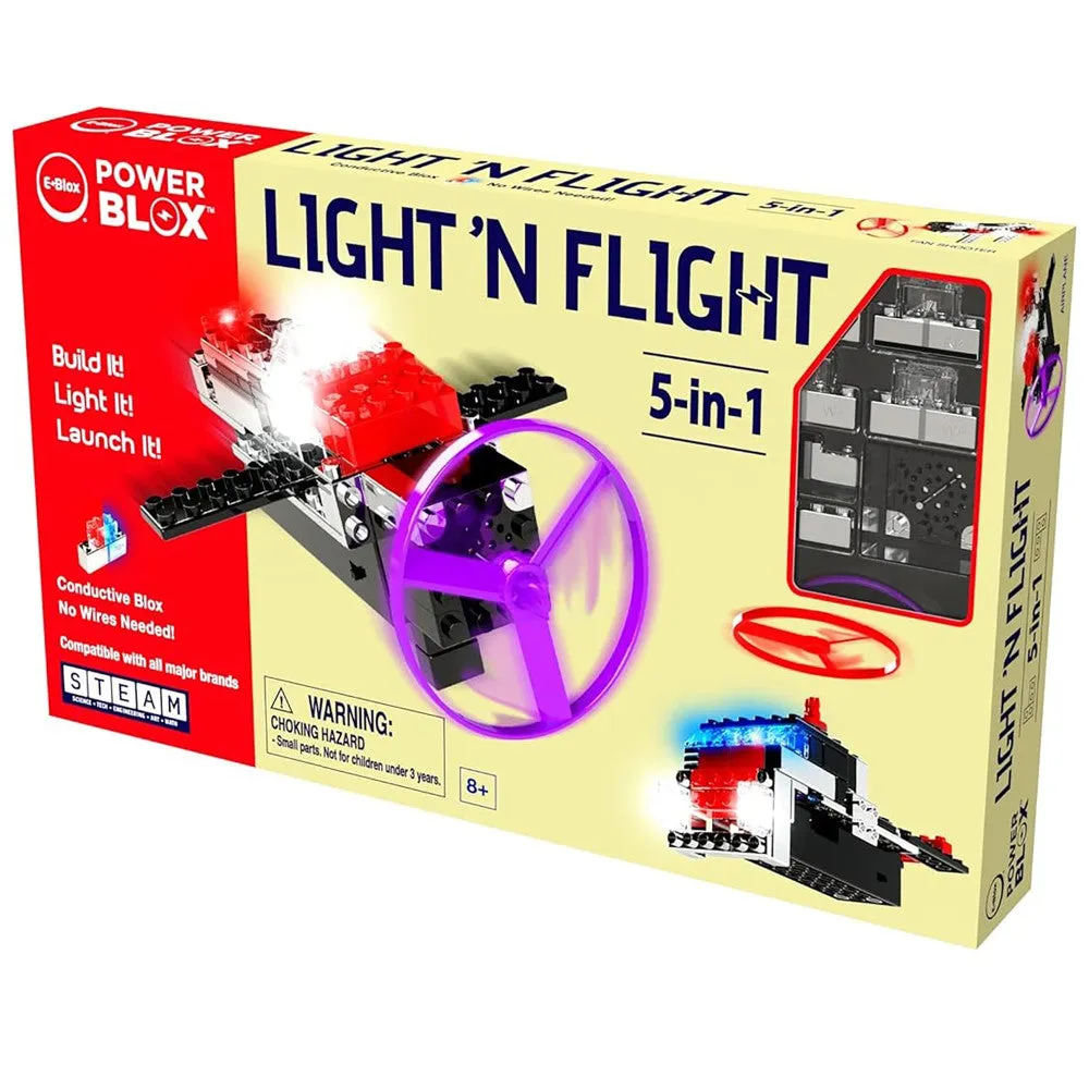 E-Blox Power Blox Light 'N Flight 5-in-1 Building Set - 58pcs, for Kids Ages 8 