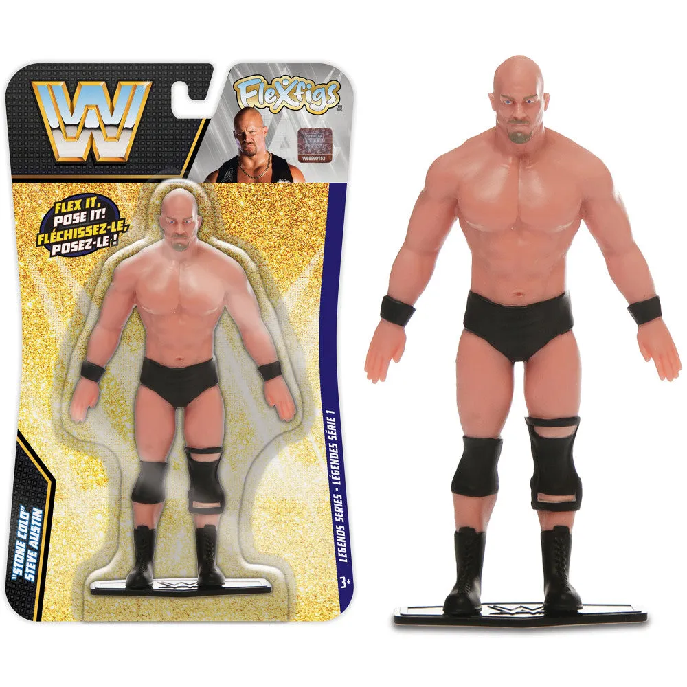 FleXfigs WWE Legends Articulated Action Figures - The Rock & Stone Cold Steve Austin Pack