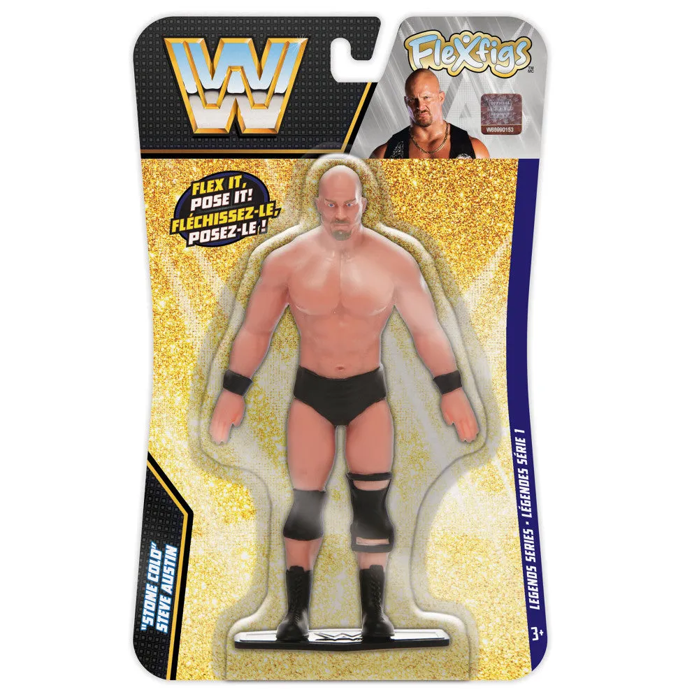FleXfigs WWE Legends Articulated Action Figures - The Rock & Stone Cold Steve Austin Pack