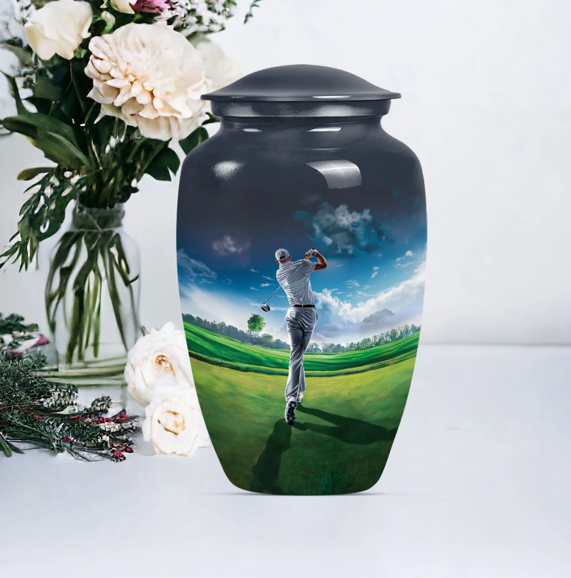 Golf Memorial Funeral Urn, Miniature Keepsake Urn For Human Ashes