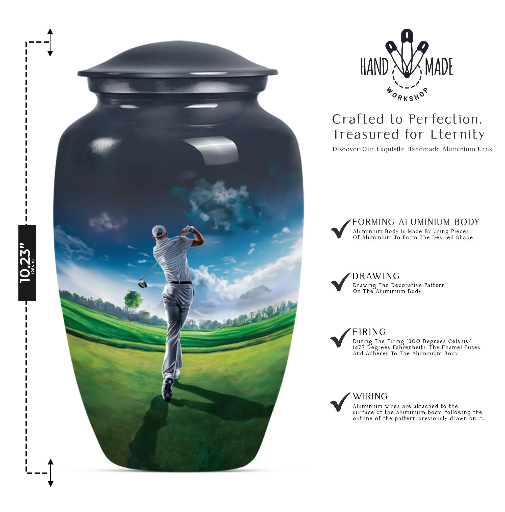 Golf Memorial Funeral Urn, Miniature Keepsake Urn For Human Ashes
