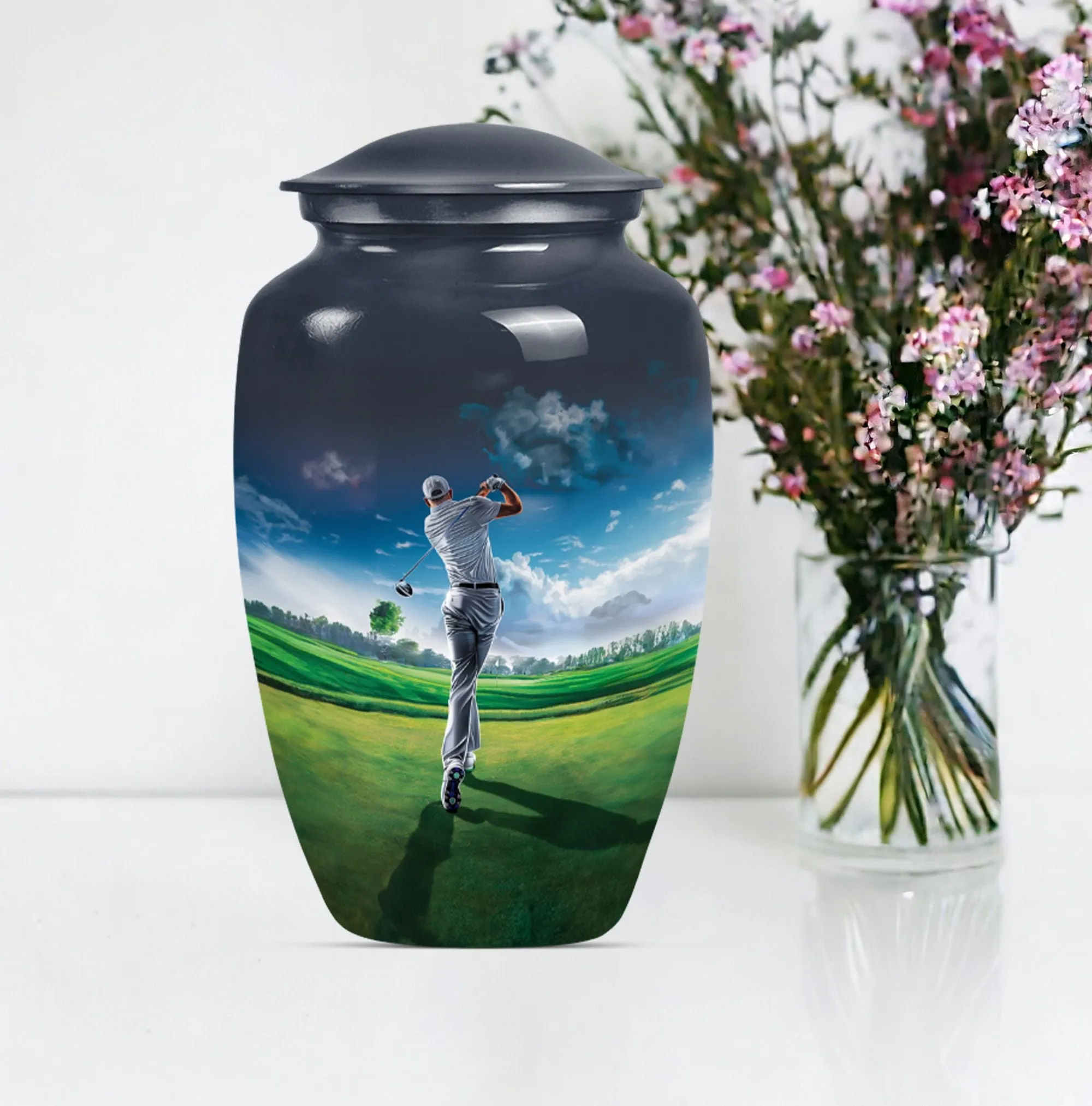 Golf Memorial Funeral Urn, Miniature Keepsake Urn For Human Ashes