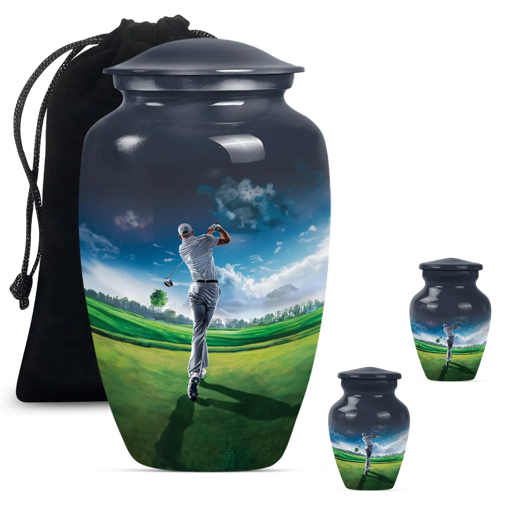Golf Memorial Funeral Urn, Miniature Keepsake Urn For Human Ashes