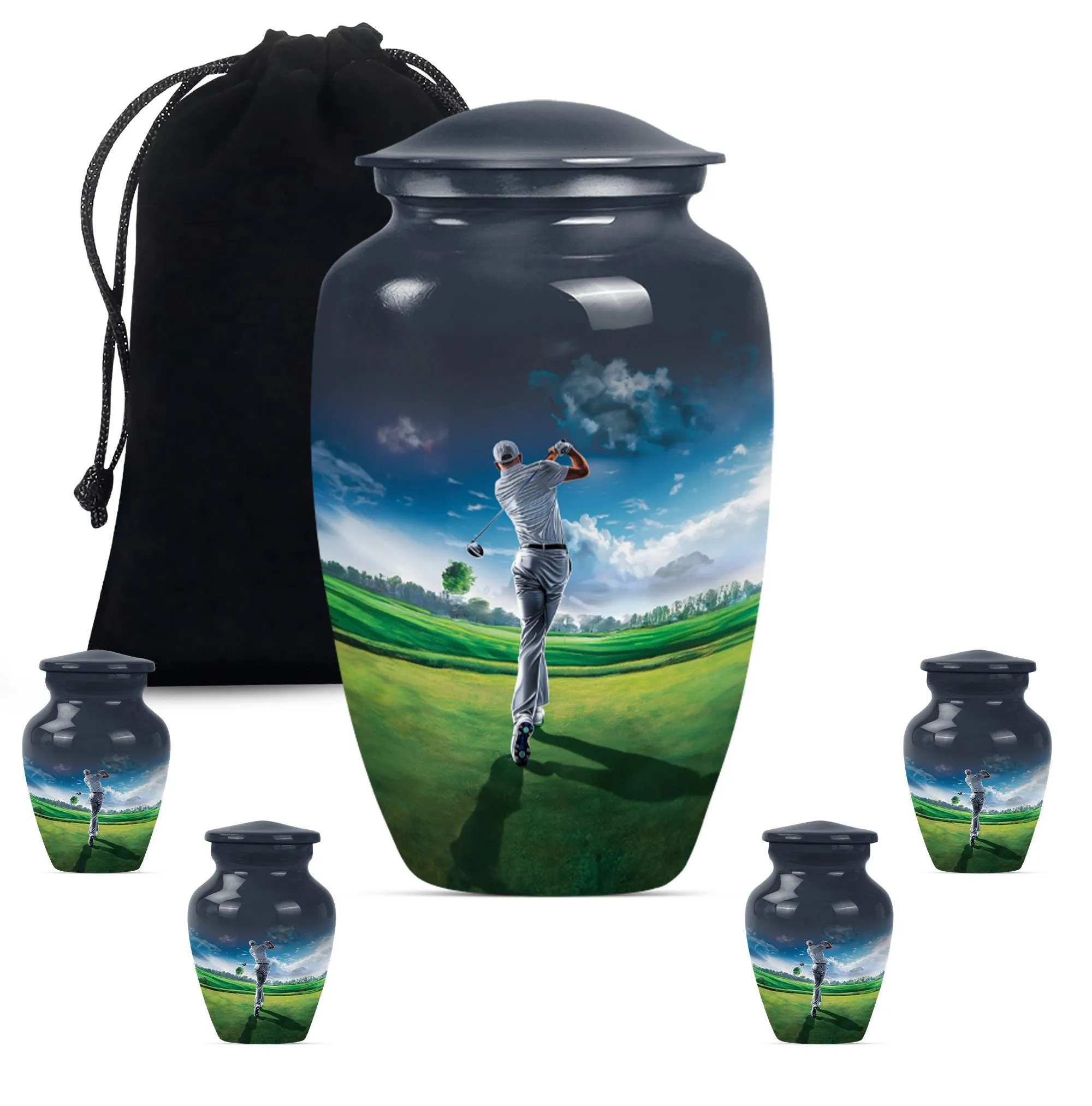 Golf Memorial Funeral Urn, Miniature Keepsake Urn For Human Ashes