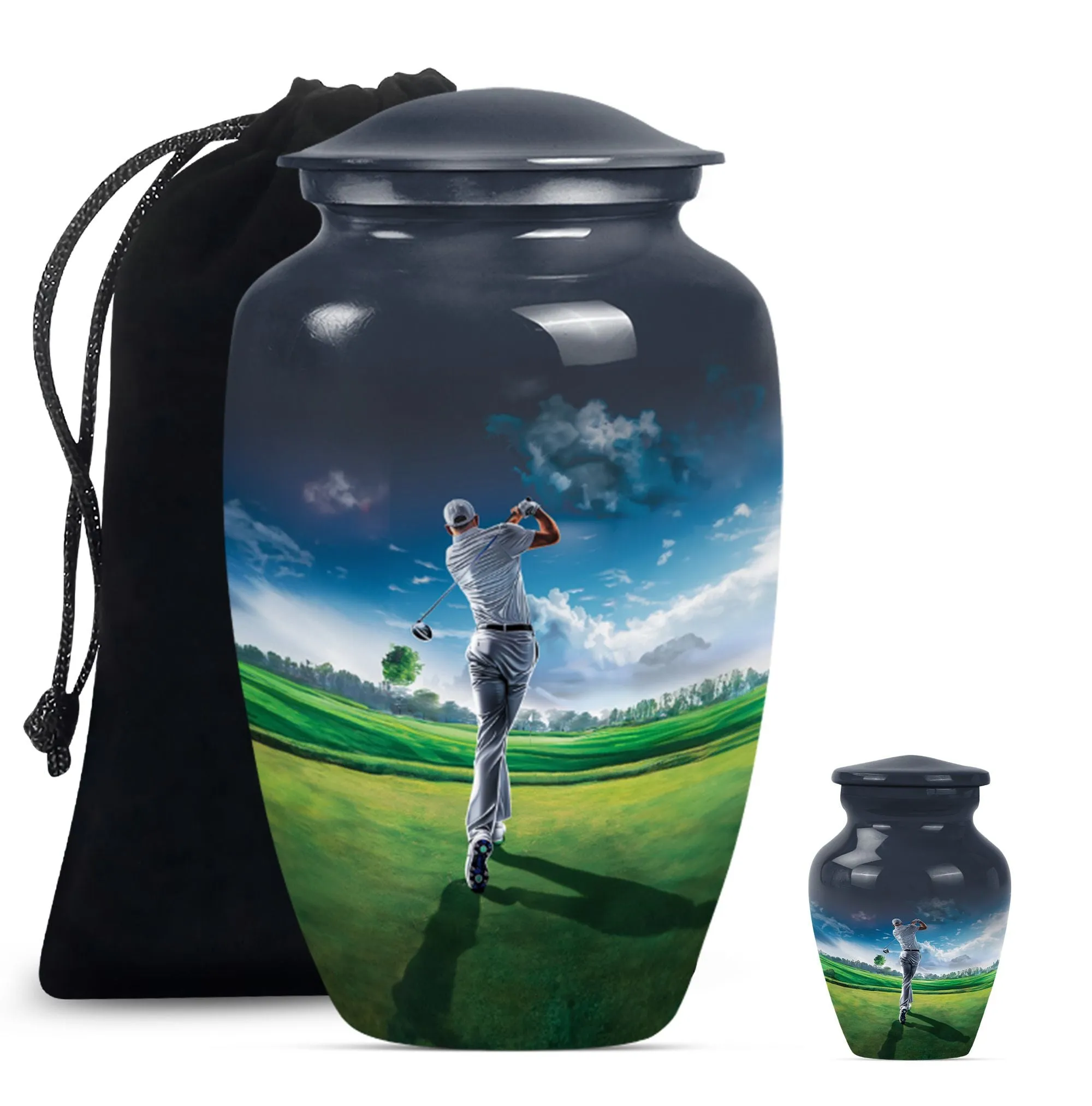 Golf Memorial Funeral Urn, Miniature Keepsake Urn For Human Ashes