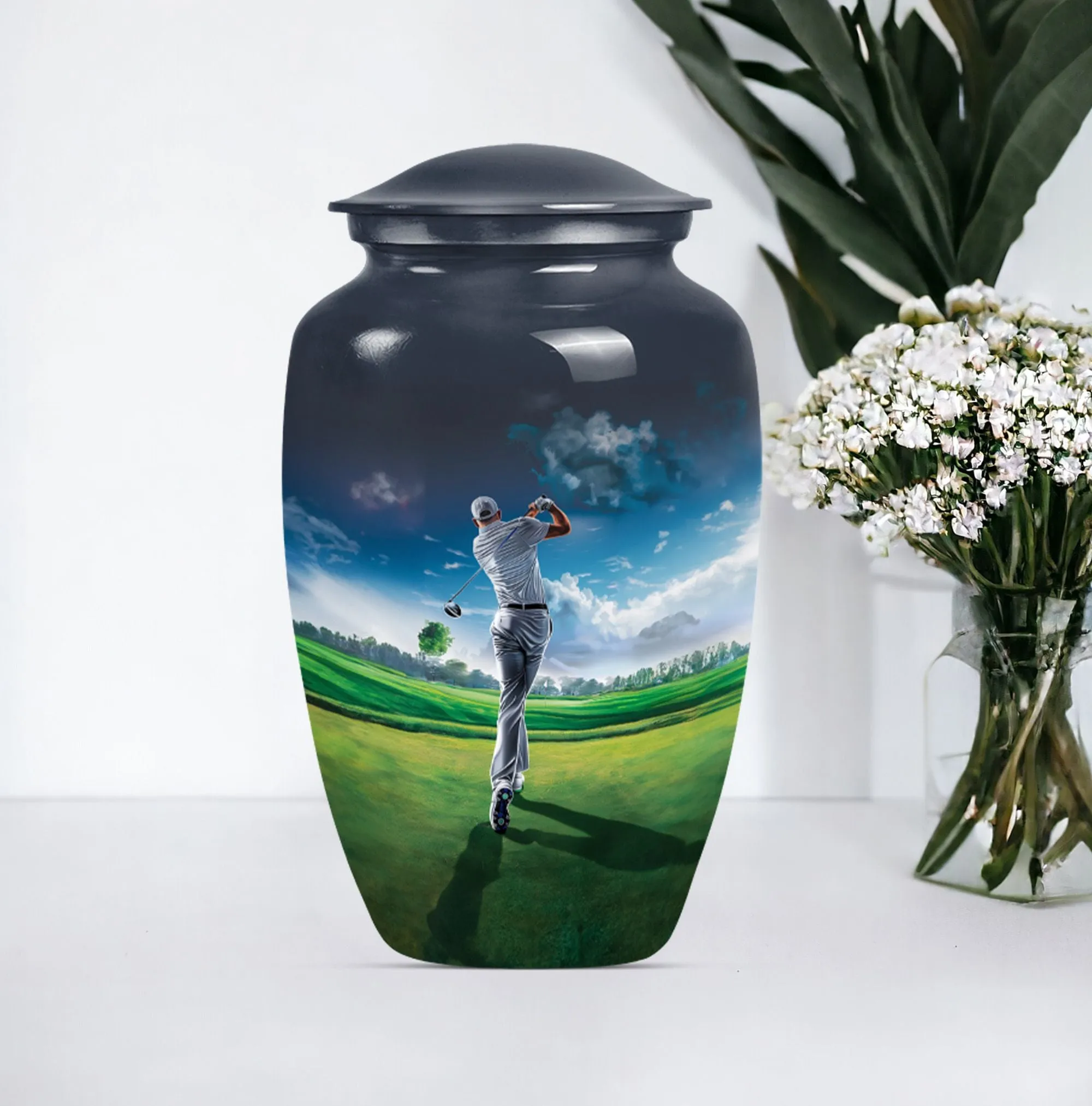 Golf Memorial Funeral Urn, Miniature Keepsake Urn For Human Ashes