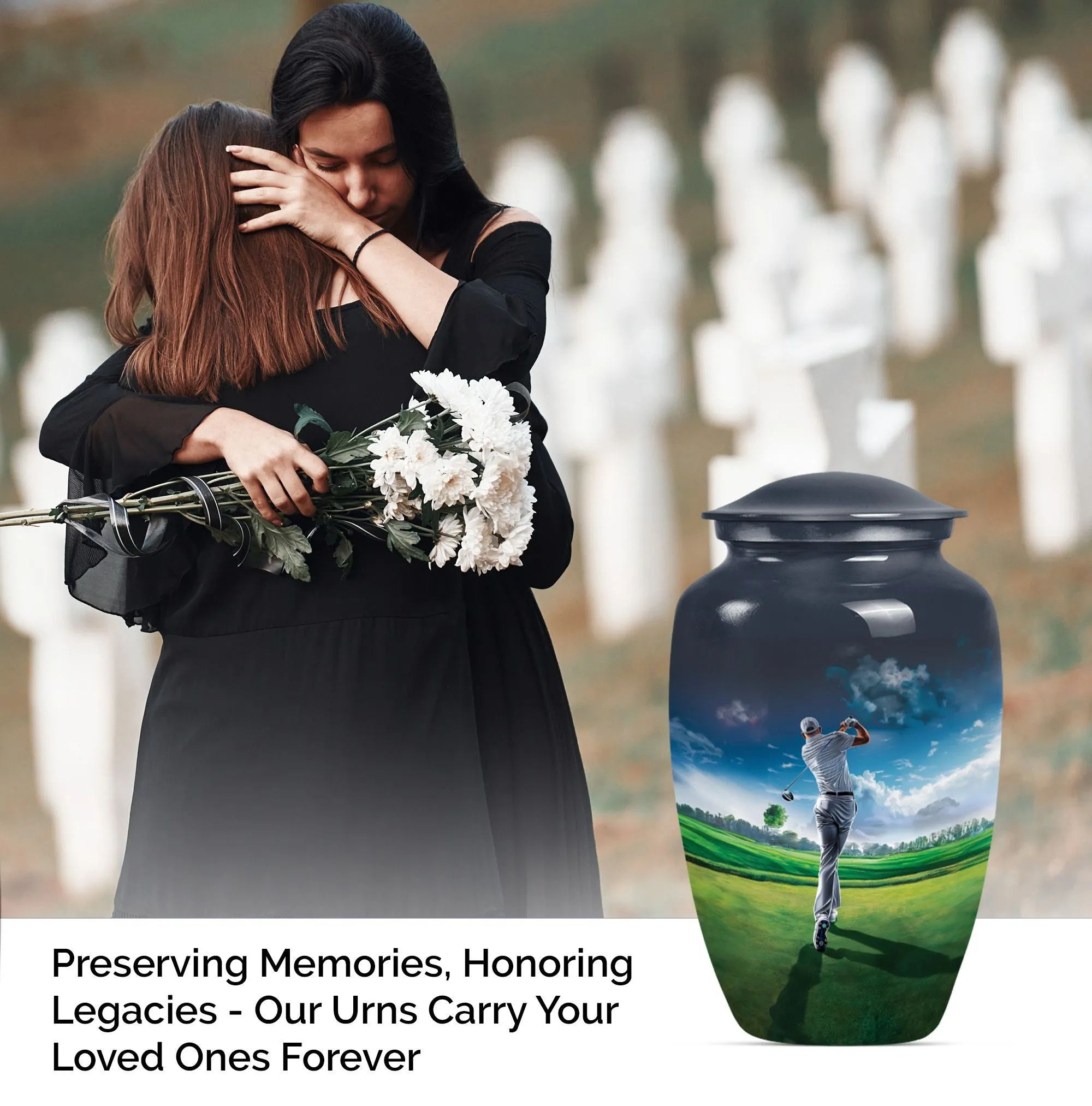 Golf Memorial Funeral Urn, Miniature Keepsake Urn For Human Ashes