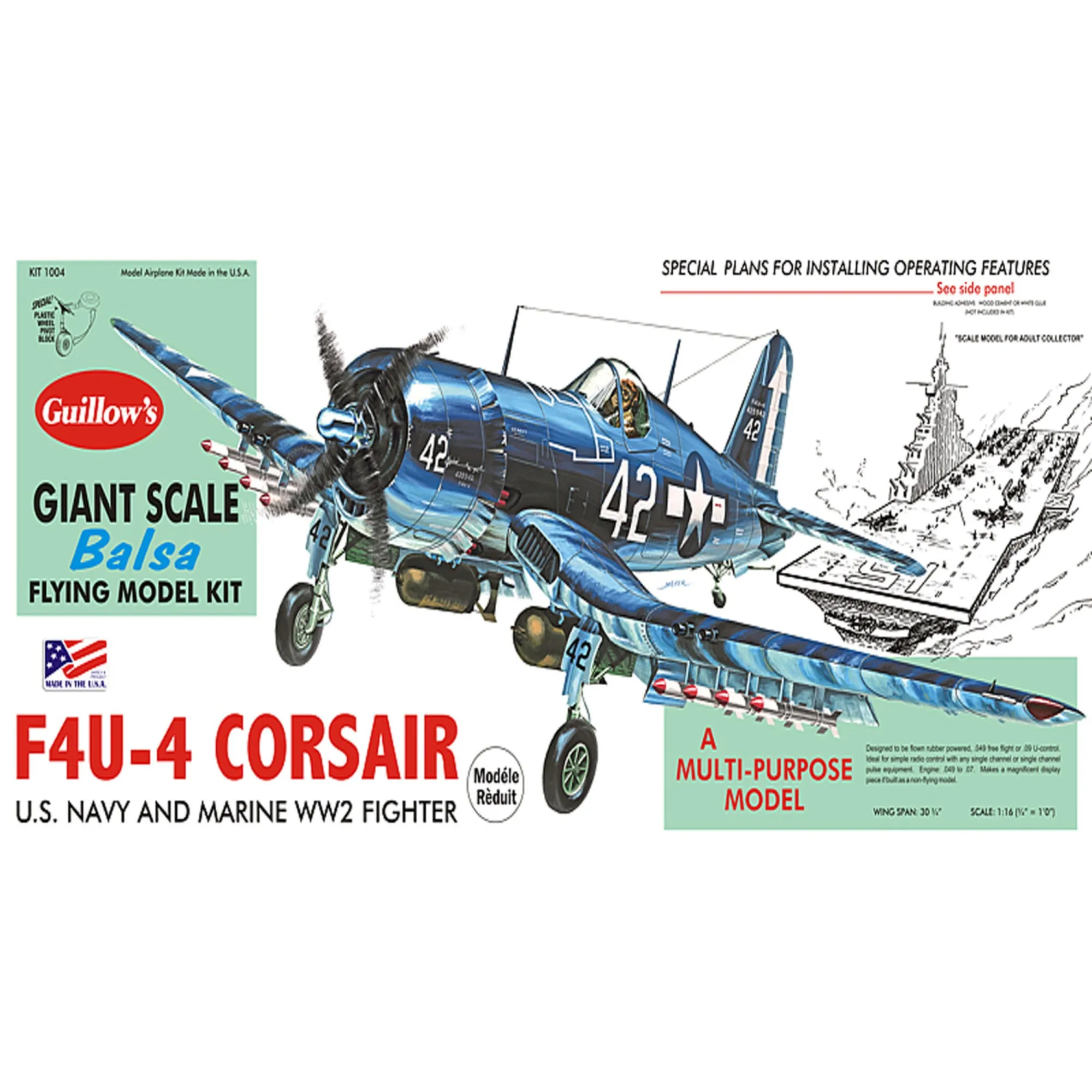 Guillow's Vought F4U-4 Corsair 1/16 Scale Model Kit